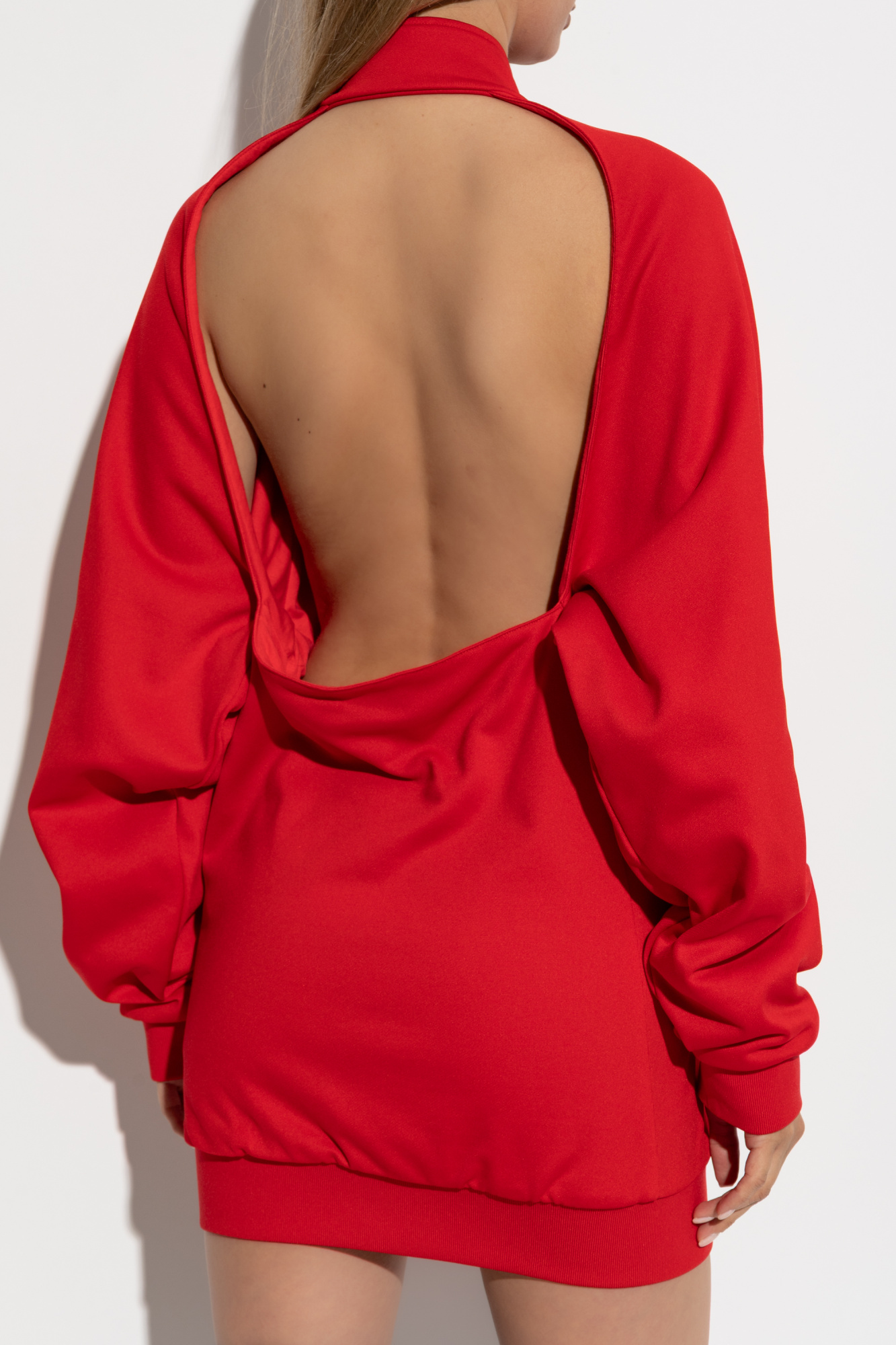 ワンピース BALENCIAGA DRAPED MINI DRESS IN RED JERSEY Balenciaga Draped Body-Con Asymmetric Mini Dress - Bergdorf